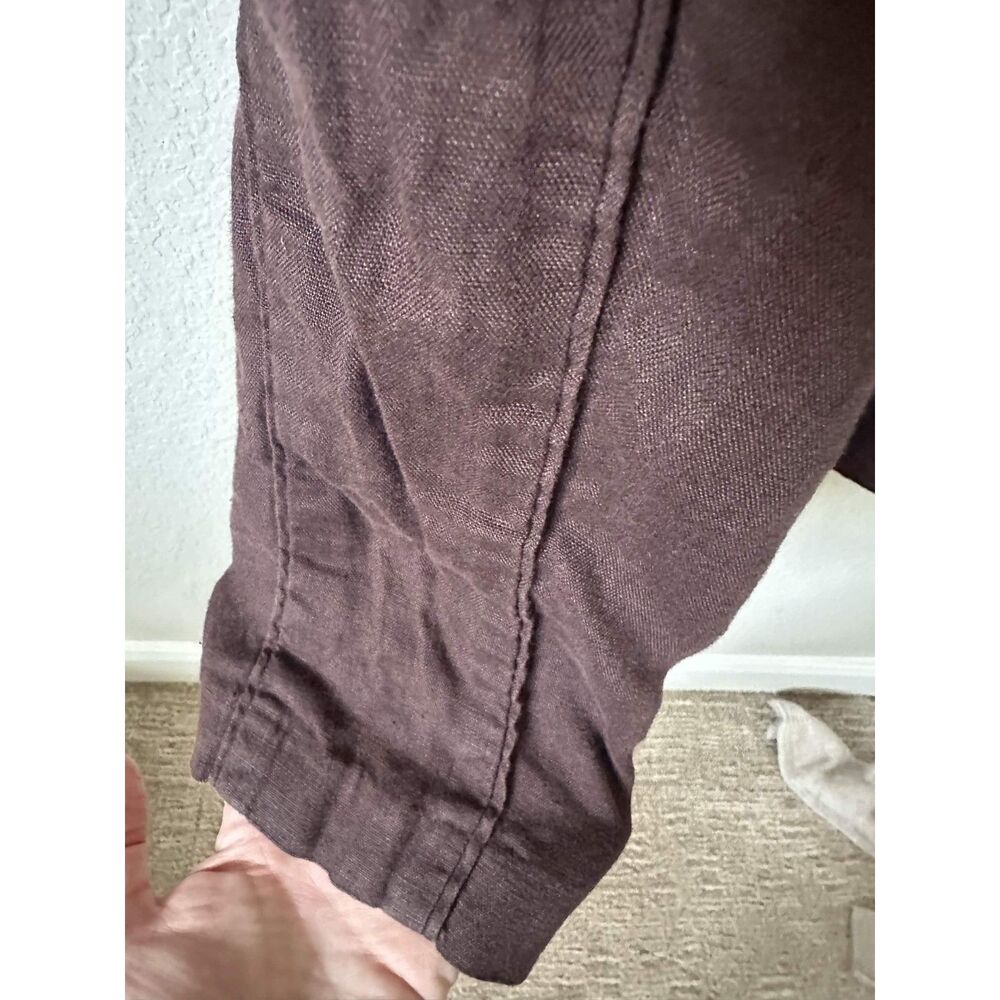 Ellen Tracy 100% Linen Drawstring Jogger Pants Brown Size M Coastal Grandma - Picture 7 of 8